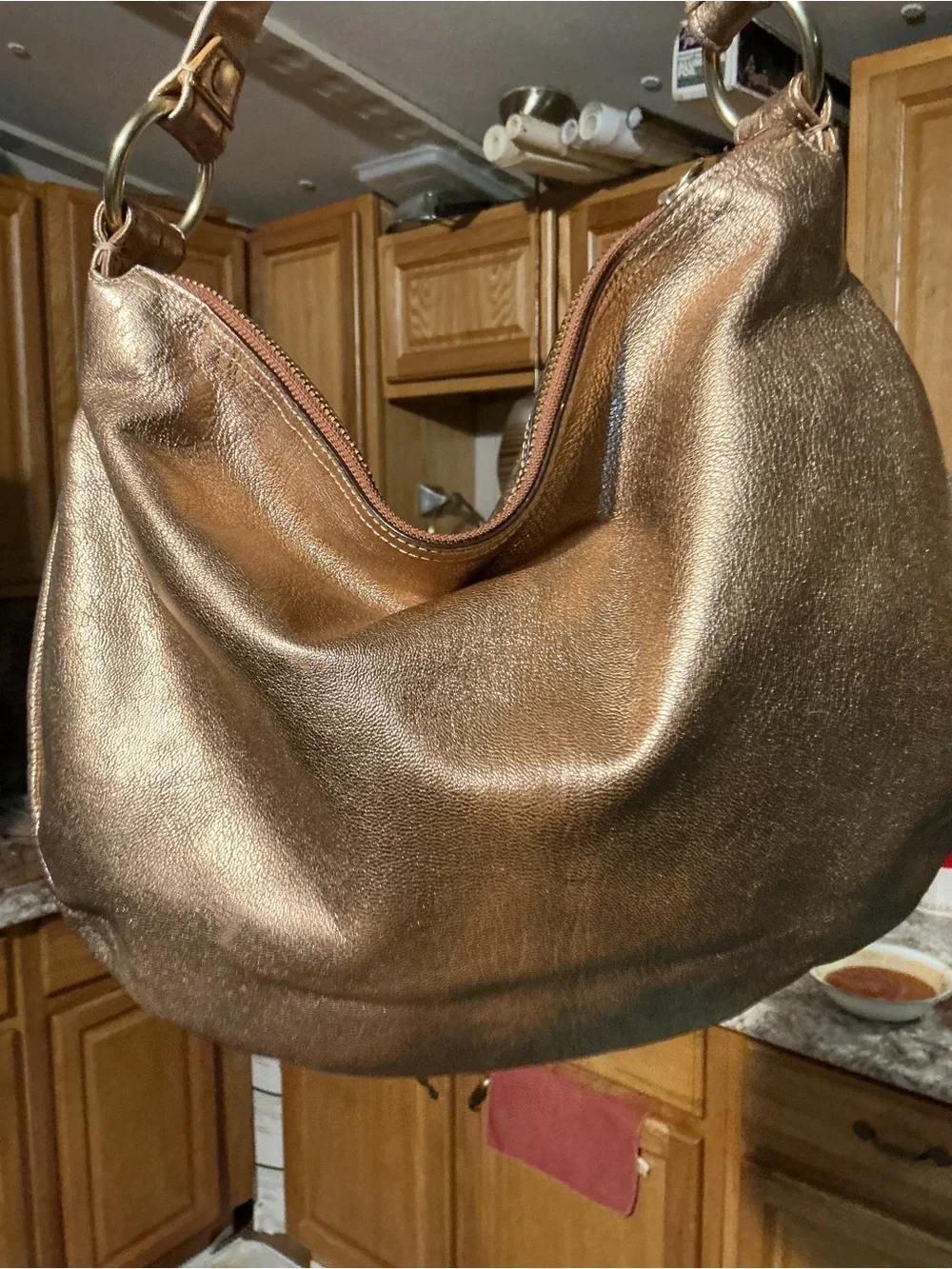 Coach Metallic Bronze Hobo Bag with COA